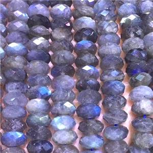 natural Labradorite beads, faceted rondelle, AA-grade, approx 5-8mm