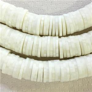 Fimo Polymer Clay Heishi Beads, white, approx 8mm dia