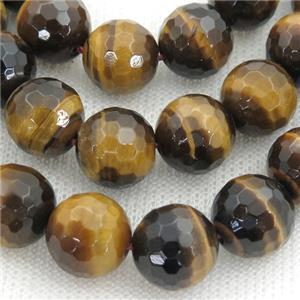 natural tiger eye stone beads, faceted round, approx 4mm dia