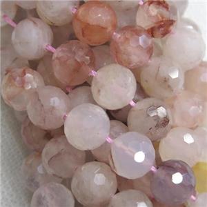 red Crystal Quartz Beads, faceted round, A grade, approx 10mm dia
