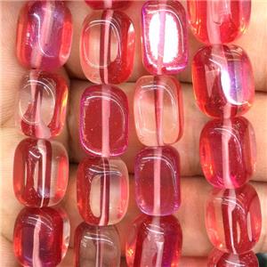 synthetic Mystic Aura Quartz Crystal Beads, red, cuboid, approx 10x12mm