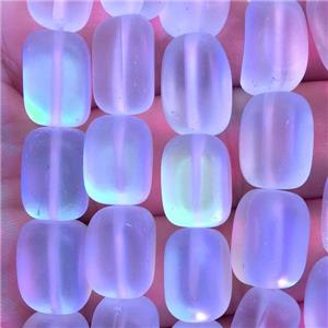 synthetic Mystic Aura Quartz Crystal cuboid Beads, white, matte, approx 10x12mm
