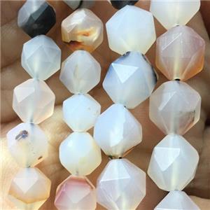 matte natural heihua Agate beads, faceted round, approx 6mm dia