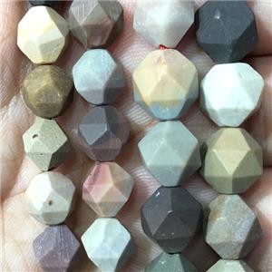 matte multi-color Agate beads, faceted round, approx 6mm dia