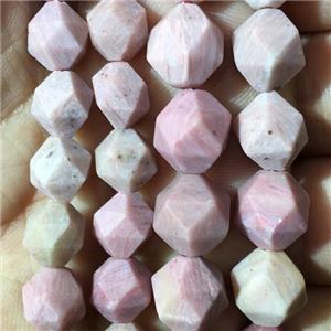 matte pink Wood Lace Jasper beads, faceted round, approx 10mm dia