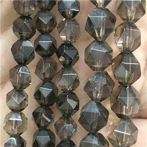 faceted round Smoky Quartz beads, approx 10mm dia