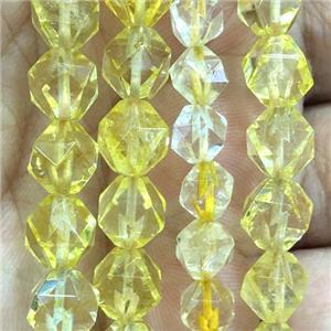 faceted round yellow Citrine beads, approx 6mm dia