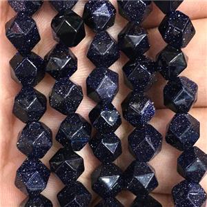 blue sandStone beads, faceted round, approx 8mm dia