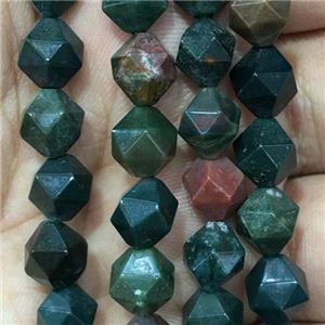 BloodStone Japser beads, faceted round, approx 6mm dia