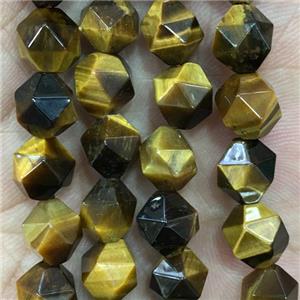 natural Tiger eye stone beads, faceted round, approx 6mm dia