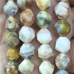 yellow Crazy Agate Beads, faceted round, approx 6mm dia