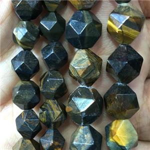 multicolor Iron Tiger eye stone beads, faceted round, approx 10mm dia