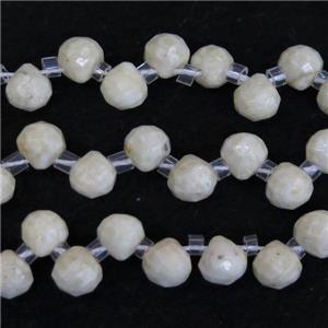 white River Jasper beads, faceted teardrop, top-drilled, approx 7mm