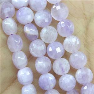 purple Chalcedony Beads, faceted circle, approx 7mm dia
