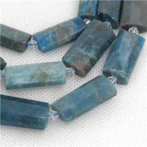blue Apatite Beads, faceted rectangle, approx 14-28mm