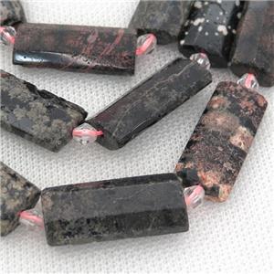 red Snowflake Jasper beads, faceted rectangle, approx 14-28mm