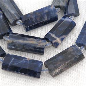 blue Sodalite Beads, faceted rectangle, approx 14-28mm