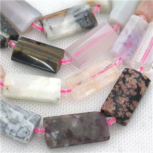 mix Gemstone beads, faceted rectangle, approx 14-28mm