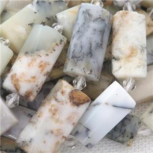 white Moss Opal Jasper Beads, faceted rectangle, approx 14-28mm