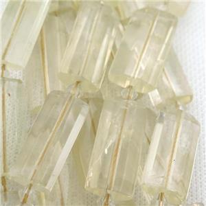 lemon Quartz Beads, faceted rectangle, approx 14-28mm