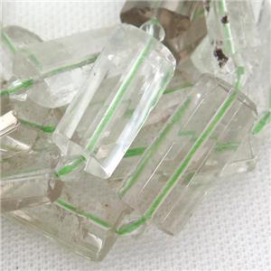 natural green Quartz Beads, faceted rectangle, approx 14-28mm
