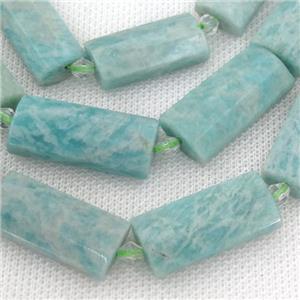 green Russian Amazonite Beads, faceted rectangle, approx 14-28mm