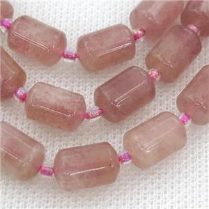 Strawberry Quartz tube beads, approx 8-12mm