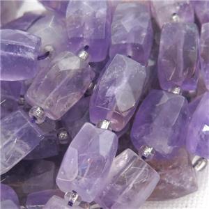 purple Amethyst Beads, faceted Cuboid, approx 12-16mm