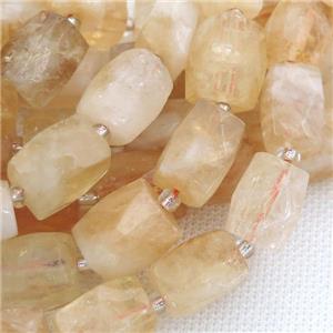 Citrine Beads, faceted Cuboid, approx 12-16mm