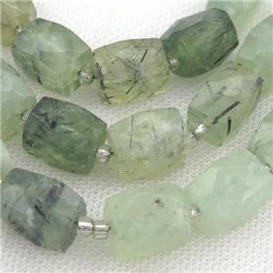 green Prehnite Beads, faceted Cuboid, approx 12-16mm