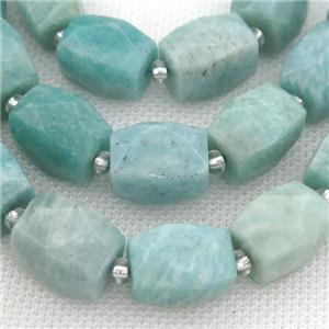 green Amazonite Beads, faceted Cuboid, approx 12-16mm