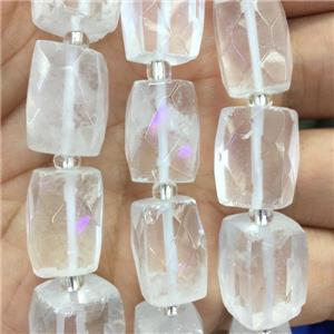 Clear Quartz Beads, faceted Cuboid, approx 12-16mm