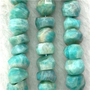 green Russian Amazonite Beads, faceted rondelle, approx 5-8mm
