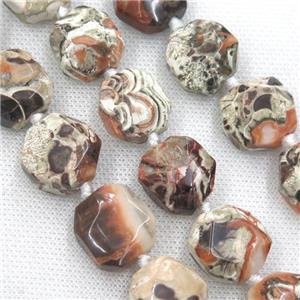 Ocean Jasper beads, faceted freeform, approx 16-18mm