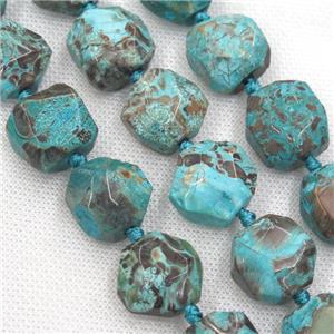 blue Ocean Jasper beads, faceted irregular, approx 16-18mm