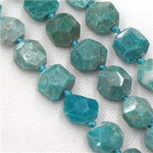 gree Russian Amazonite Beads, faceted freeform, approx 16-18mm