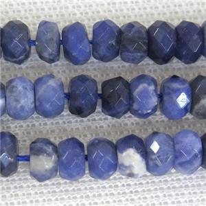 blue Sodalite beads, faceted rondelle, approx 5x8mm