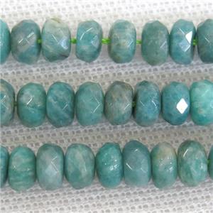 green Russian Amazonite beads, faceted rondelle, approx 5x8mm