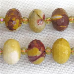 Mookaite beads, faceted rondelle, approx 13-18mm