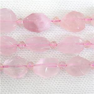 pink Rose Quartz Irregular Beads, approx 13-20mm