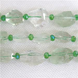 green Quartz beads, freeform, approx 13-20mm