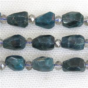 green Apatite beads, freeform, approx 9-15mm