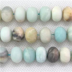 Chinese Amazonite rondelle beads, matte, approx 10x14mm