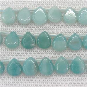 blue Amazonite teardrop beads, top-drilled, approx 8x10mm