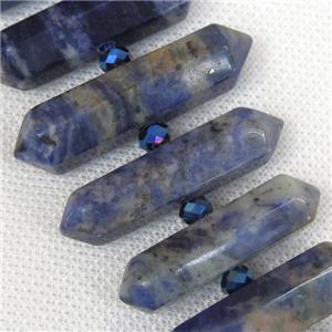 blue Sodalite bullet beads, approx 10-40mm