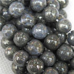 round blue Chalcopyrite beads, approx 6mm dia