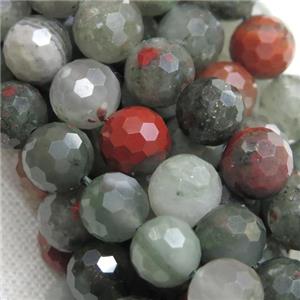 faceted round African Bloodstone beads, approx 6mm dia