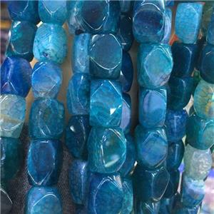 aqua Dragon Veins Agate Beads, freeform, approx 11-16mm