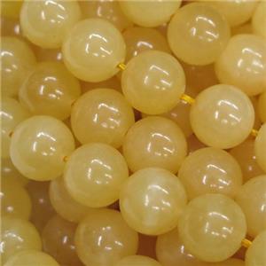 Chinese Yellow Honey Jade Beads Smooth Round, approx 10mm dia