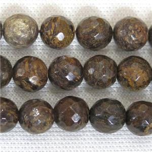 Bronzite Beads, faceted round, approx 12mm dia